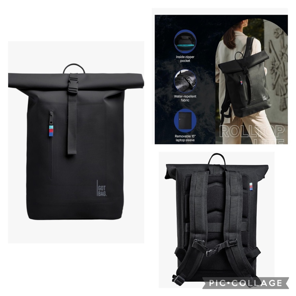 NWT GOT BAG - ROLLTOP LITE Backpack, Hiking & Travel Black
